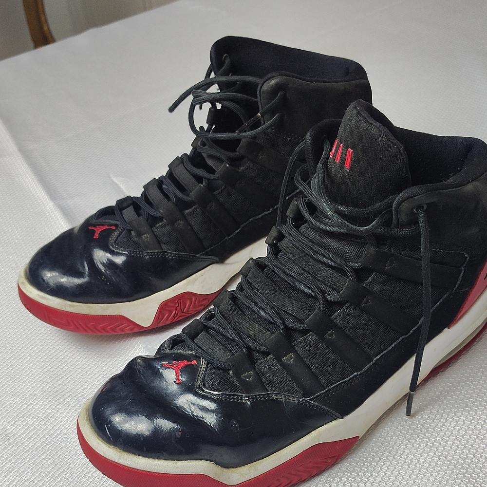 Jordan Black and Red High-Top Sneakers